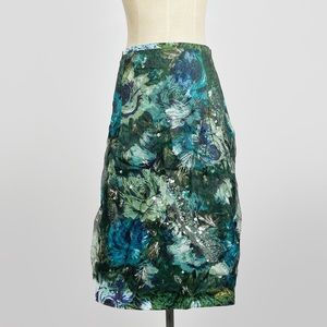 Just In Case Skirt Floral Sequin Layered Green,Blue, Silver Women’s Size…